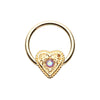 Gold & Silver Ornate Opal Heart Steel Captive Bead Ring-WildKlass Jewelry