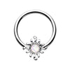Golden & Silver Blazing Glitter Opal Sun Steel Captive Bead Ring-WildKlass Jewelry