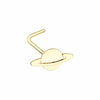 Silver, Gold Saturn Planet L-Shape, Stud Nose Ring-WildKlass Jewelry