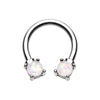 Rose Gold & Silver Prong Set Opal Glitter Horseshoe Circular Barbell-WildKlass Jewelry