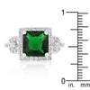 WildKlass Halo Style Princess Cut Emerald Green Cocktail Ring-WildKlass Jewelry