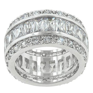 WildKlass Triple Row White Zircon Eternity Ring-WildKlass Jewelry