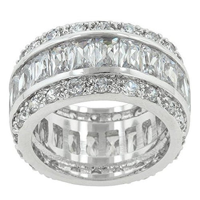 WildKlass Triple Row White Zircon Eternity Ring-WildKlass Jewelry