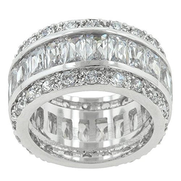 WildKlass Triple Row White Zircon Eternity Ring-WildKlass Jewelry