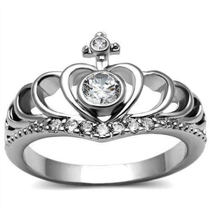 WildKlass Stainless Steel Ring High Polished Women AAA Grade CZ Clear-WildKlass Jewelry