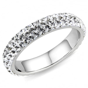 WildKlass Stainless Steel Ring High Polished Women Top Grade Crystal Clear-WildKlass Jewelry