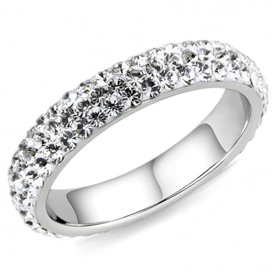 WildKlass Stainless Steel Ring High Polished Women Top Grade Crystal Clear-WildKlass Jewelry