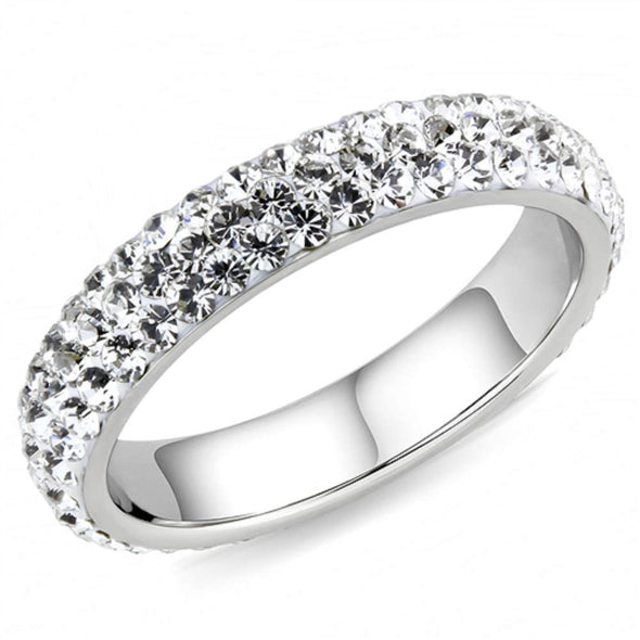 WildKlass Stainless Steel Ring High Polished Women Top Grade Crystal Clear-WildKlass Jewelry