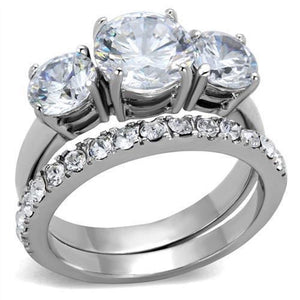 WildKlass Stainless Steel Ring High Polished Women AAA Grade CZ Clear-WildKlass Jewelry
