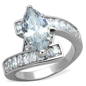 WildKlass Stainless Steel Ring High Polished (no Plating) Women AAA Grade CZ Clear-WildKlass Jewelry