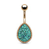 Druzy Stone Tear Drop Set PVD Rose Gold Over 316L Surgical Steel WildKlass Belly Button Navel Rings-WildKlass Jewelry