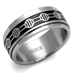 WildKlass Stainless Steel Ring High Polished Men Epoxy Jet-WildKlass Jewelry