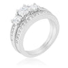 WildKlass Three Stone Wedding Ring Set-WildKlass Jewelry