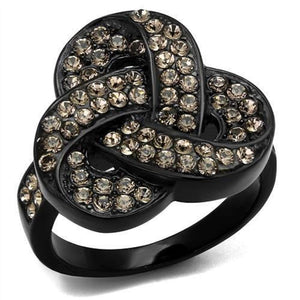 WildKlass Stainless Steel Ring IP Women Top Grade Crystal Light Smoked-WildKlass Jewelry