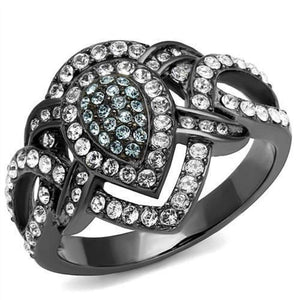 WildKlass Stainless Steel Ring IP Light Black (IP Gun) Women Top Grade Crystal Multi Color-WildKlass Jewelry