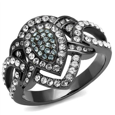WildKlass Stainless Steel Ring IP Light Black (IP Gun) Women Top Grade Crystal Multi Color-WildKlass Jewelry