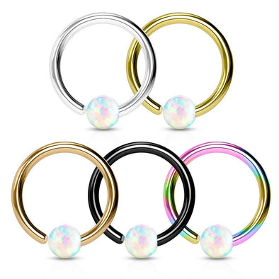 WILDKLASS 5 Pcs Value Pack Opal Ball Fixed Hoop Ring for Nose or Ear-WildKlass Jewelry