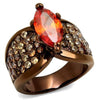 WildKlass Stainless Steel Ring IP Coffee Light Women AAA Grade CZ Orange-WildKlass Jewelry