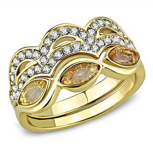 WildKlass Stainless Steel Ring IP Gold Women Synthetic Light Peach-WildKlass Jewelry
