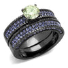 WildKlass Stainless Steel Ring IP Light Black (IP Gun) Women AAA Grade CZ Apple Green Color-WildKlass Jewelry