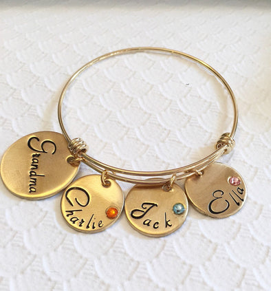 Hand Stamped Bracelet - Mother's Bracelet-WildKlass Jewelry