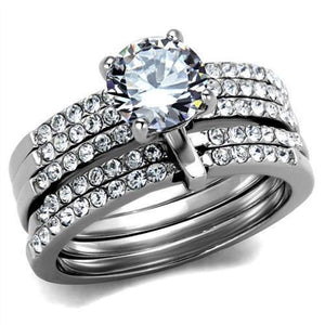 WildKlass Stainless Steel Ring High Polished (no Plating) Women AAA Grade CZ Clear-WildKlass Jewelry