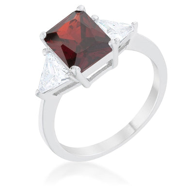 WildKlass Classic Garnet Rhodium Plated Engagement Ring-WildKlass Jewelry