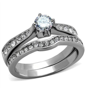 WildKlass Stainless Steel Ring High Polished (no Plating) Women AAA Grade CZ Clear-WildKlass Jewelry
