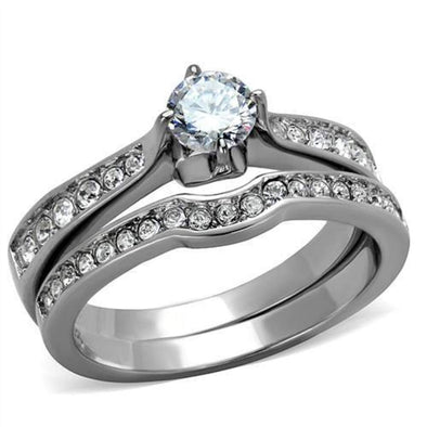 WildKlass Stainless Steel Ring High Polished (no Plating) Women AAA Grade CZ Clear-WildKlass Jewelry