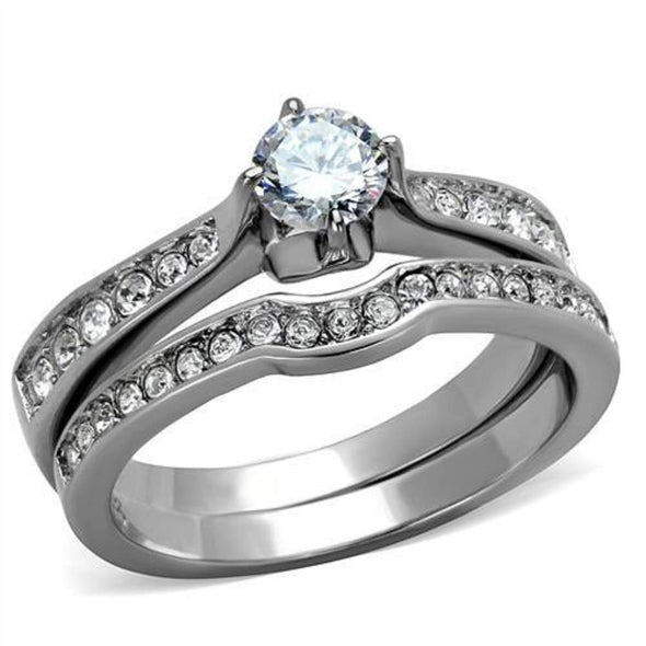 WildKlass Stainless Steel Ring High Polished (no Plating) Women AAA Grade CZ Clear-WildKlass Jewelry