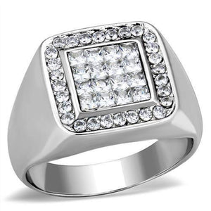 WildKlass Stainless Steel Ring High Polished (no Plating) Men AAA Grade CZ Clear-WildKlass Jewelry