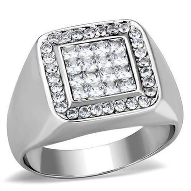 WildKlass Stainless Steel Ring High Polished (no Plating) Men AAA Grade CZ Clear-WildKlass Jewelry
