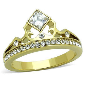 WildKlass WildKlass Stainless Steel Ring IP Gold Women AAA Grade CZ Clear-WildKlass Jewelry
