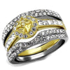 WildKlass Stainless Steel Ring Two-Tone IP Gold Women AAA Grade CZ Topaz-WildKlass Jewelry