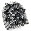 WildKlass Stainless Steel Ring Two-Tone IP Black Women Top Grade Crystal Black Diamond-WildKlass Jewelry