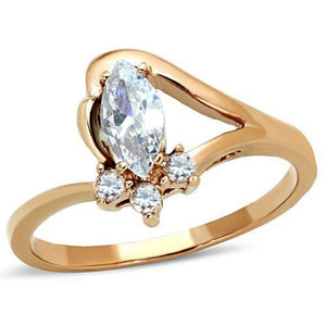 WildKlass Stainless Steel Ring IP Rose Gold Women AAA Grade CZ Clear-WildKlass Jewelry