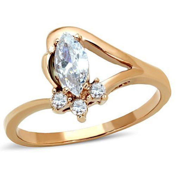 WildKlass Stainless Steel Ring IP Rose Gold Women AAA Grade CZ Clear-WildKlass Jewelry