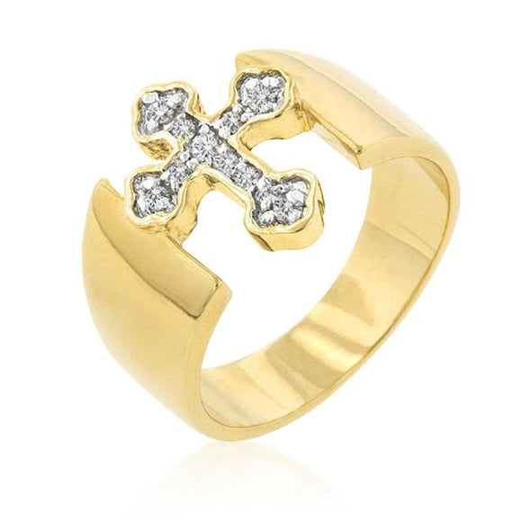 WildKlass Two-tone Finish Cross Ring-WildKlass Jewelry