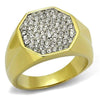 WildKlass Stainless Steel Ring Two-Tone IP Gold Men Top Grade Crystal Clear-WildKlass Jewelry