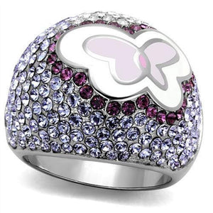 WildKlass Stainless Steel Ring High Polished (no Plating) Women Top Grade Crystal Multi Color-WildKlass Jewelry