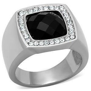 WildKlass Stainless Steel Ring High Polished (no Plating) Men Semi-Precious Jet-WildKlass Jewelry