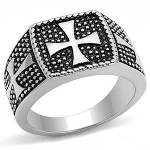 WildKlass Stainless Steel Ring High Polished Men Epoxy Jet-WildKlass Jewelry