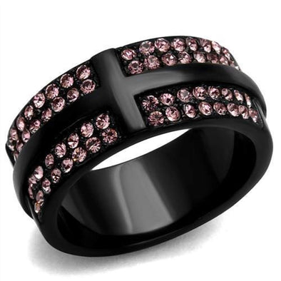 WildKlass Stainless Steel Ring IP Women Top Grade Crystal Light Amethyst-WildKlass Jewelry