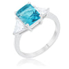 WildKlass Classic Blue Topaz Rhodium Plated Engagement Ring-WildKlass Jewelry