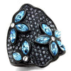 WildKlass Stainless Steel Ring IP Black Women Top Grade Crystal Sea Blue-WildKlass Jewelry