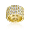 WildKlass Gold ToneFinishd Wide Pave Cubic Zirconia Ring-WildKlass Jewelry