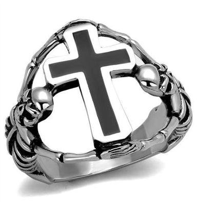 WildKlass Stainless Steel Ring High Polished Men Epoxy Jet-WildKlass Jewelry