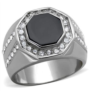 WildKlass Stainless Steel Ring High Polished (no Plating) Men Top Grade Crystal Clear-WildKlass Jewelry