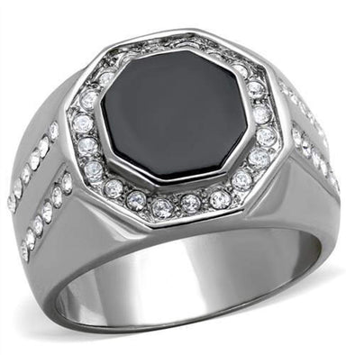 WildKlass Stainless Steel Ring High Polished (no Plating) Men Top Grade Crystal Clear-WildKlass Jewelry