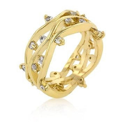 WildKlass Golden Cubic Zirconia Vines Ring-WildKlass Jewelry